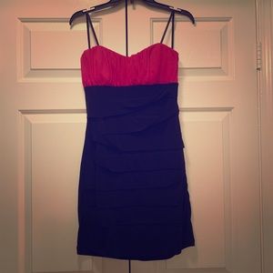 Pink/Black Strapless Dress